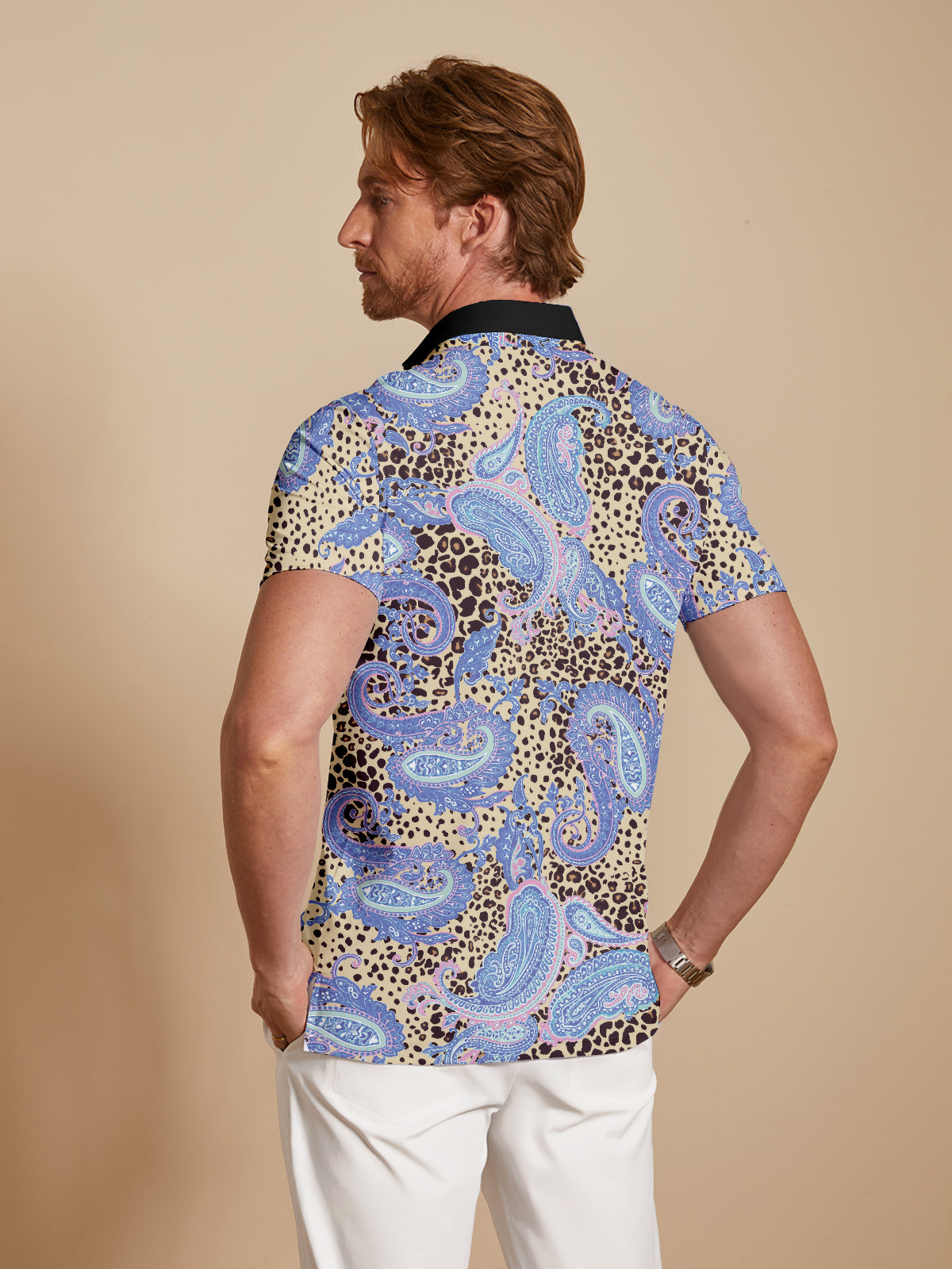 Mystical Boho Men's Ribbed Collar Polo Top UPF50+