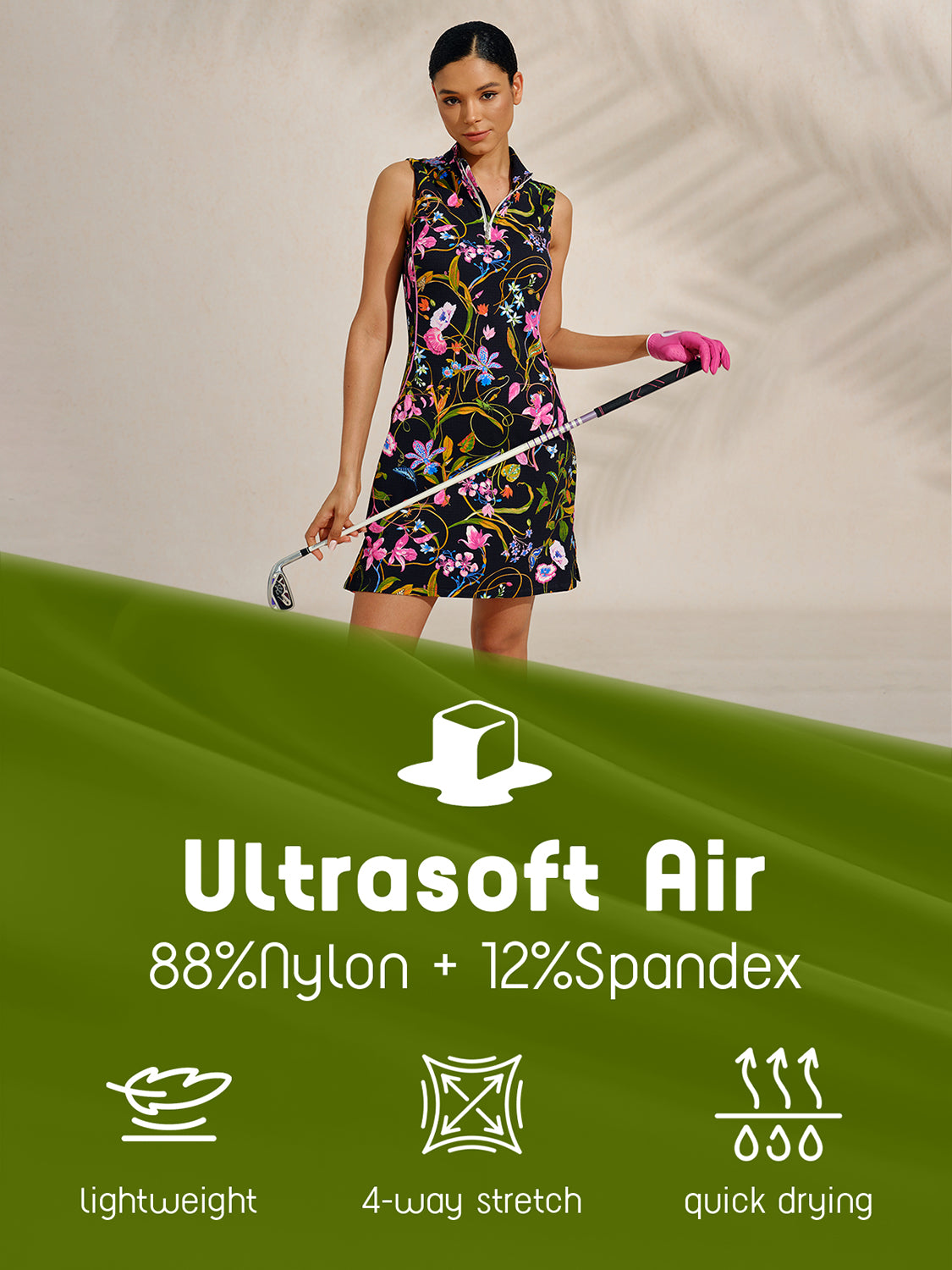 Ultrasoft Premium Sleeveless Mock Neck 35.5 Inch Dress UPF50+