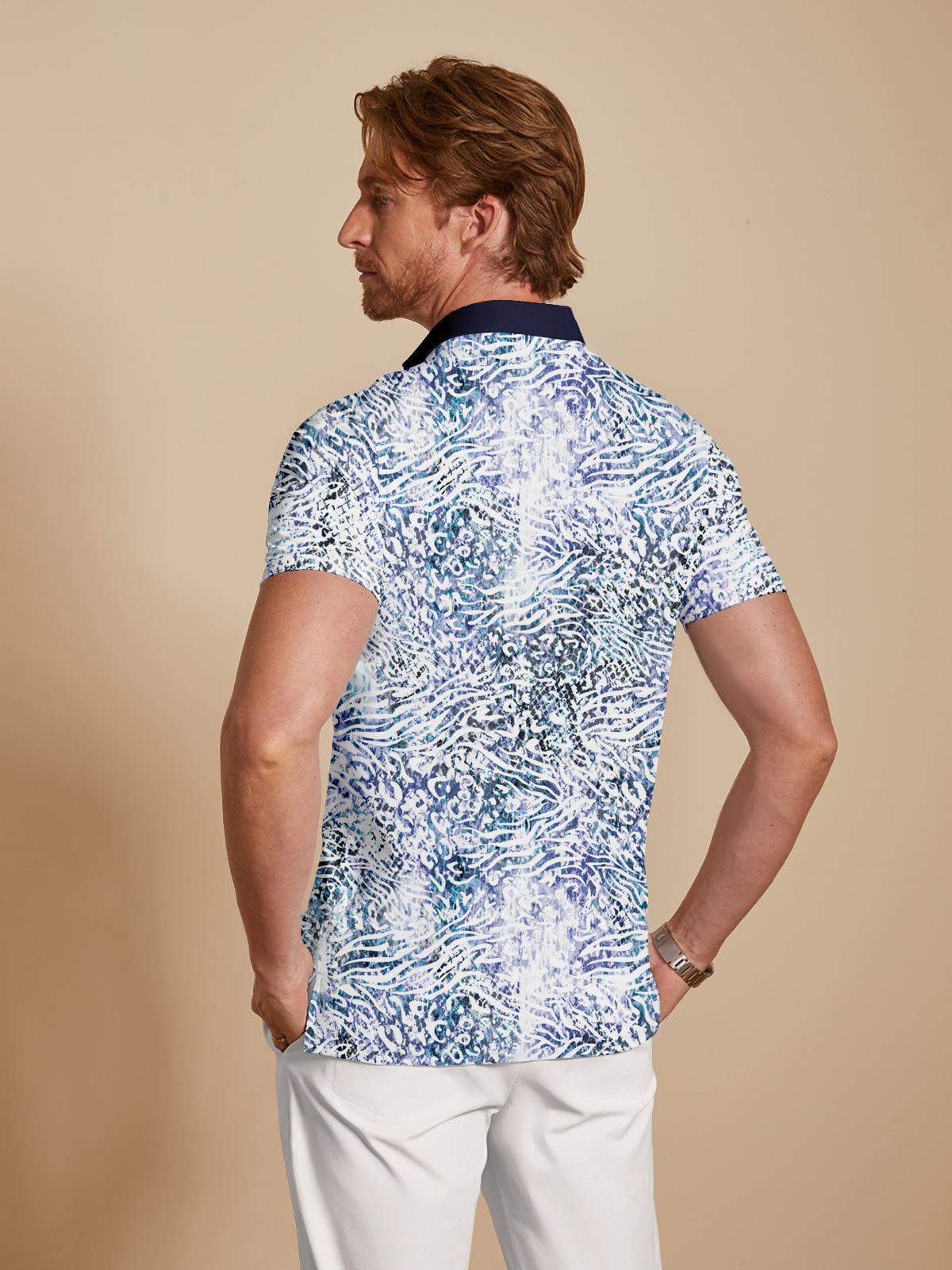 Wildlife Party Men's Ribbed Collar Polo Top UPF50+