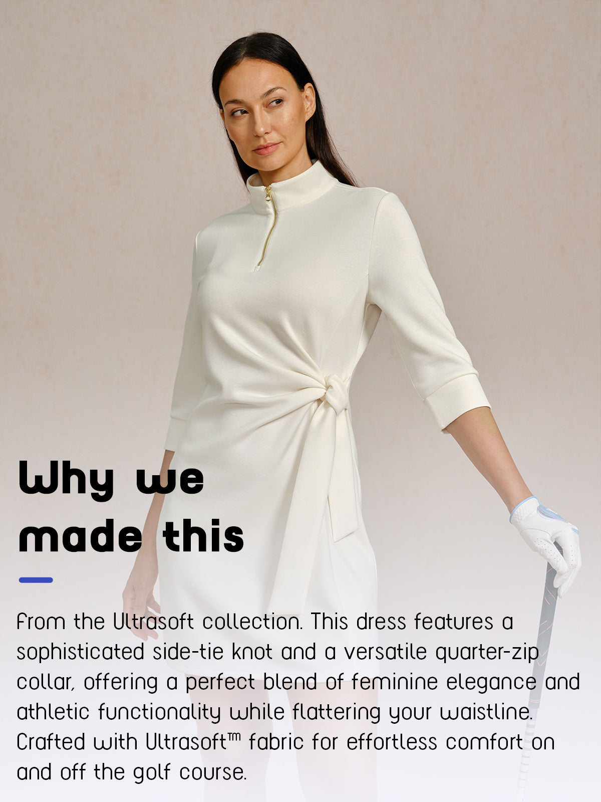 UltraSoft 3/4 Sleeve Side Tie 35.5 Inch Dress