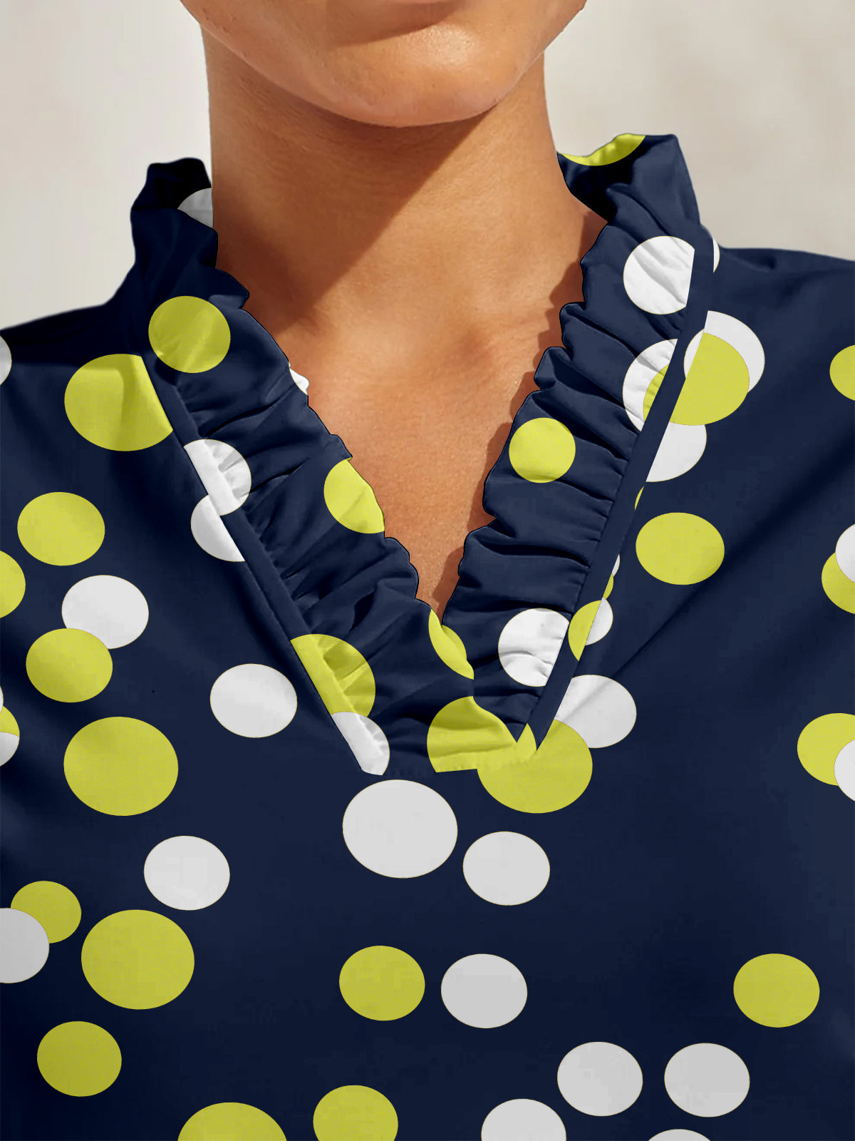 Hyper-prep Ruffle V-Neck Polo Top UPF50+