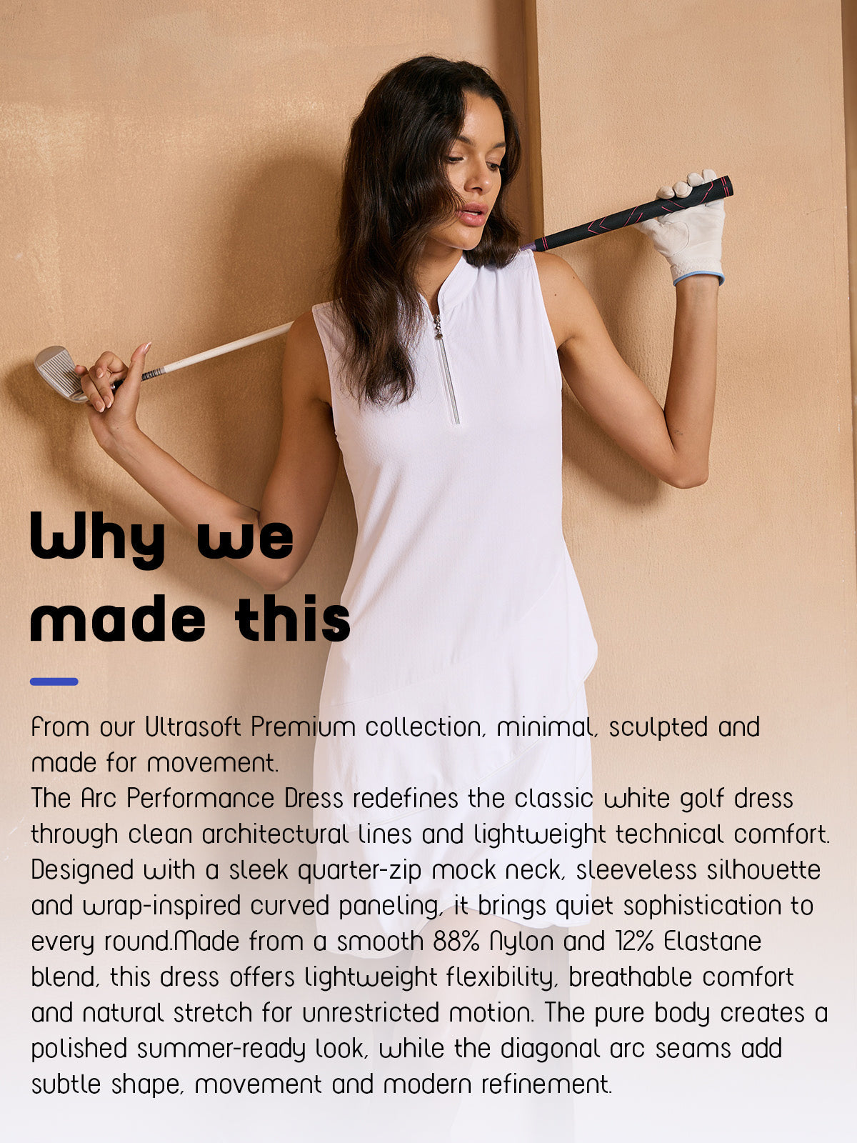 Ultrasoft Premium Sleeveless Asymmetrical Trimmed 36.5 Inch Dress UPF50+