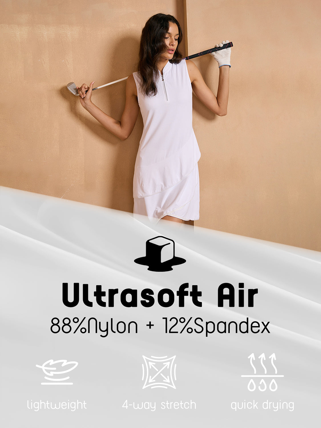 Ultrasoft Premium Sleeveless Asymmetrical Trimmed 36.5 Inch Dress UPF50+
