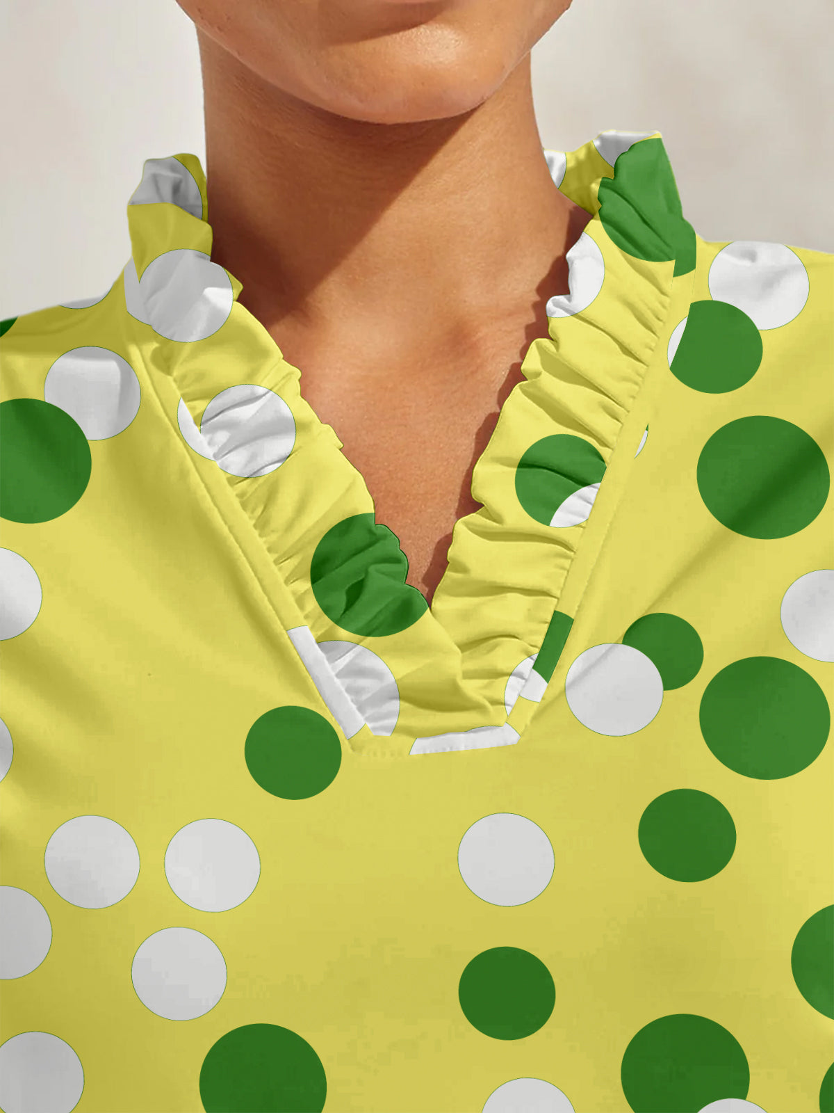 Hyper-prep Ruffle V-Neck Polo Top UPF50+