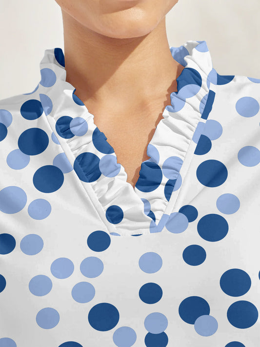 Hyper-prep Ruffle V-Neck Polo Top UPF50+