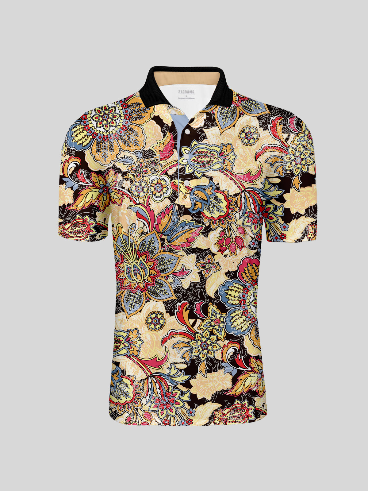 Botanical Energy Men's Ribbed Collar Polo Top UPF50+
