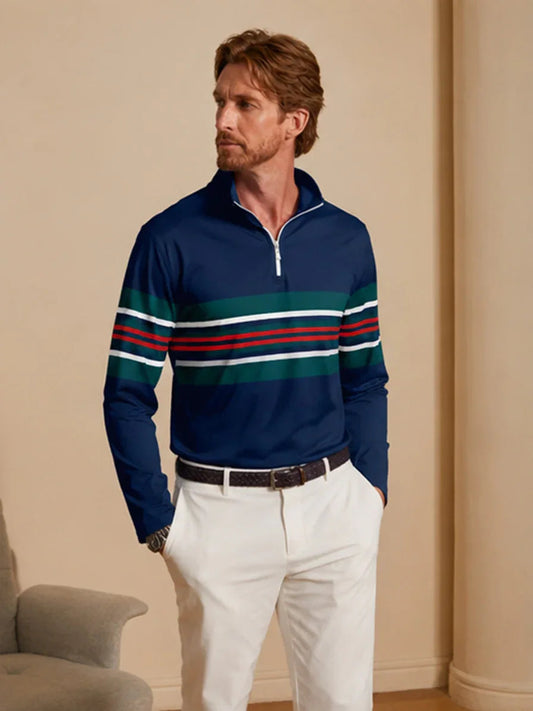 Playful Nautical Men's Golf Shirt Quarterzip UPF50+