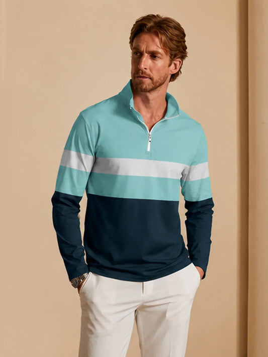 Playful Nautical Men's Golf Shirt Quarterzip UPF50+