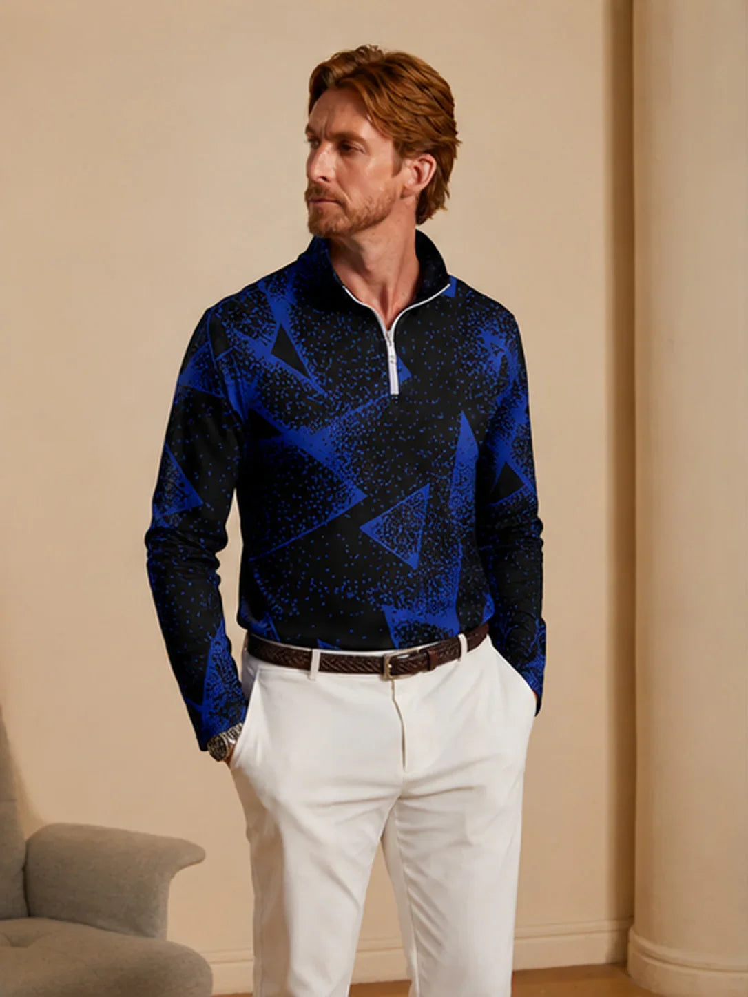 Air Brush Men's Golf Shirt Quarterzip UPF50+