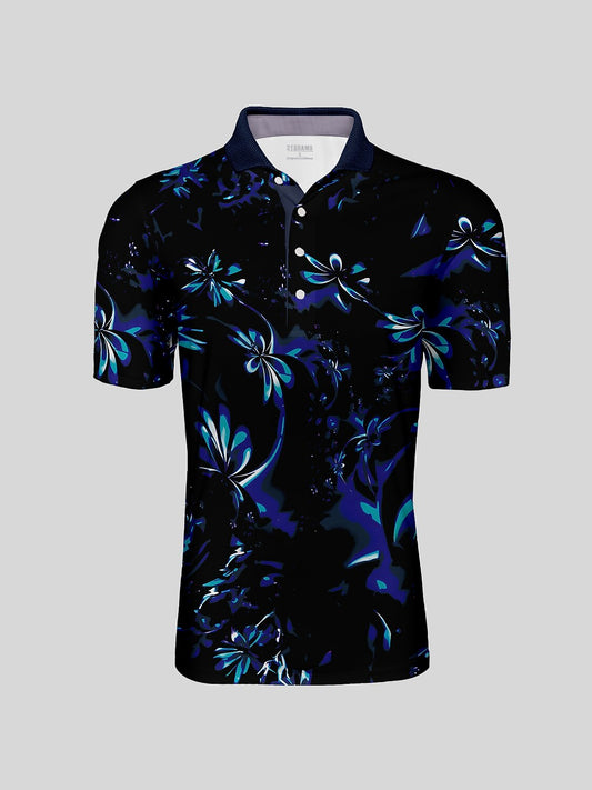 Botanical Energy Men's Ribbed Collar Polo Top UPF50+
