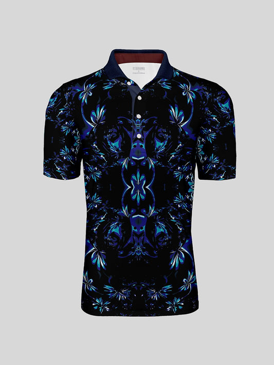 Botanical Energy Men's Ribbed Collar Polo Top UPF50+