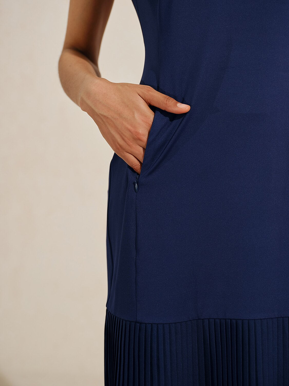 More Than Basic Pleated Sleeveless 38.5 Inch Dress