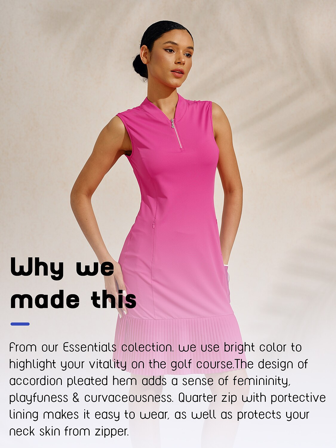 More Than Basic Pleated Sleeveless 38.5 Inch Dress