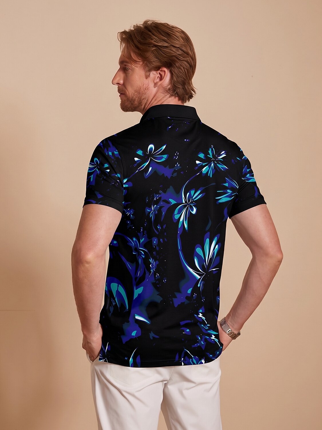 Botanical Energy Men's Ribbed Collar Polo Top UPF50+