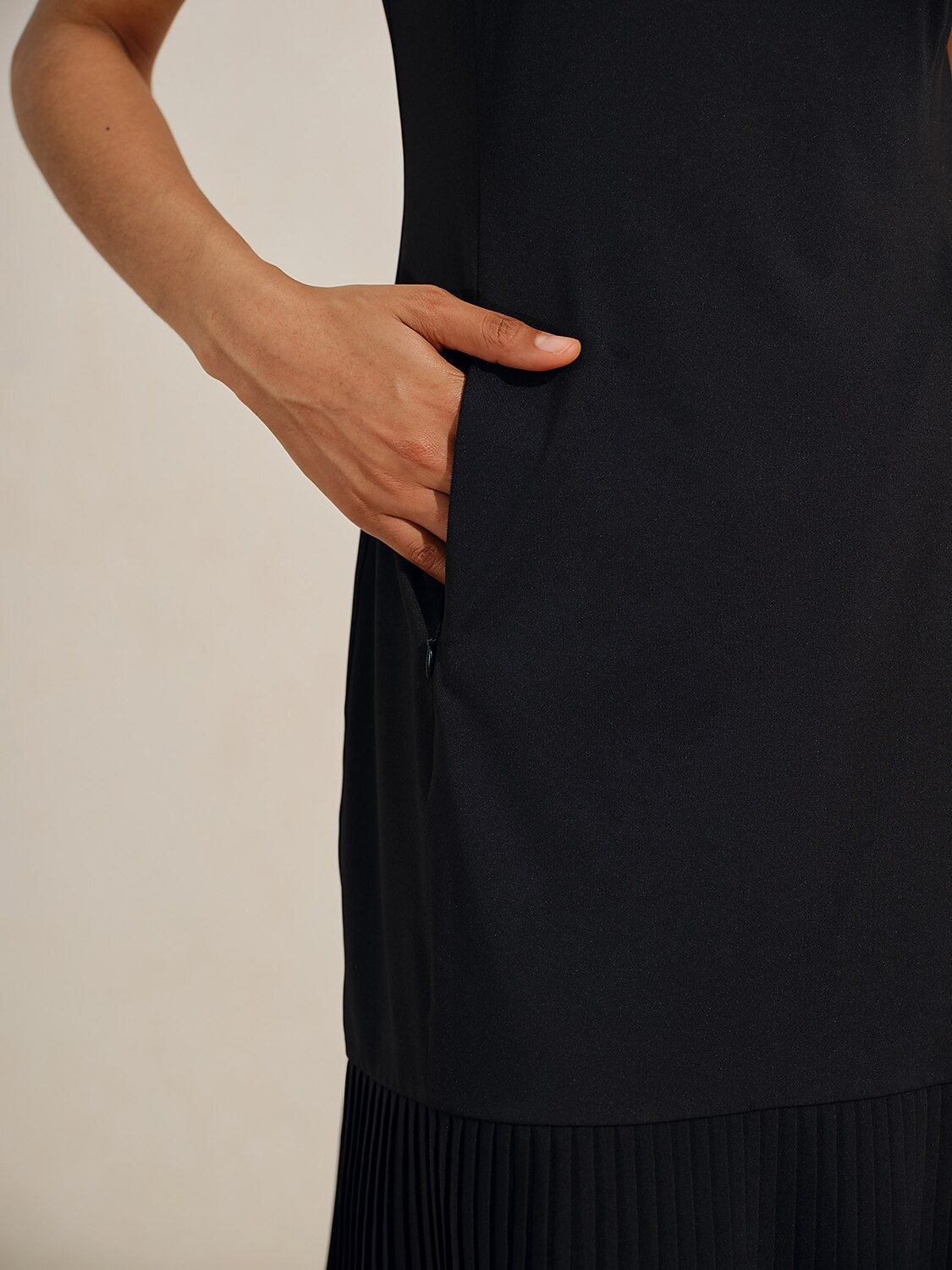 More Than Basic Pleated Sleeveless 38.5 Inch Dress