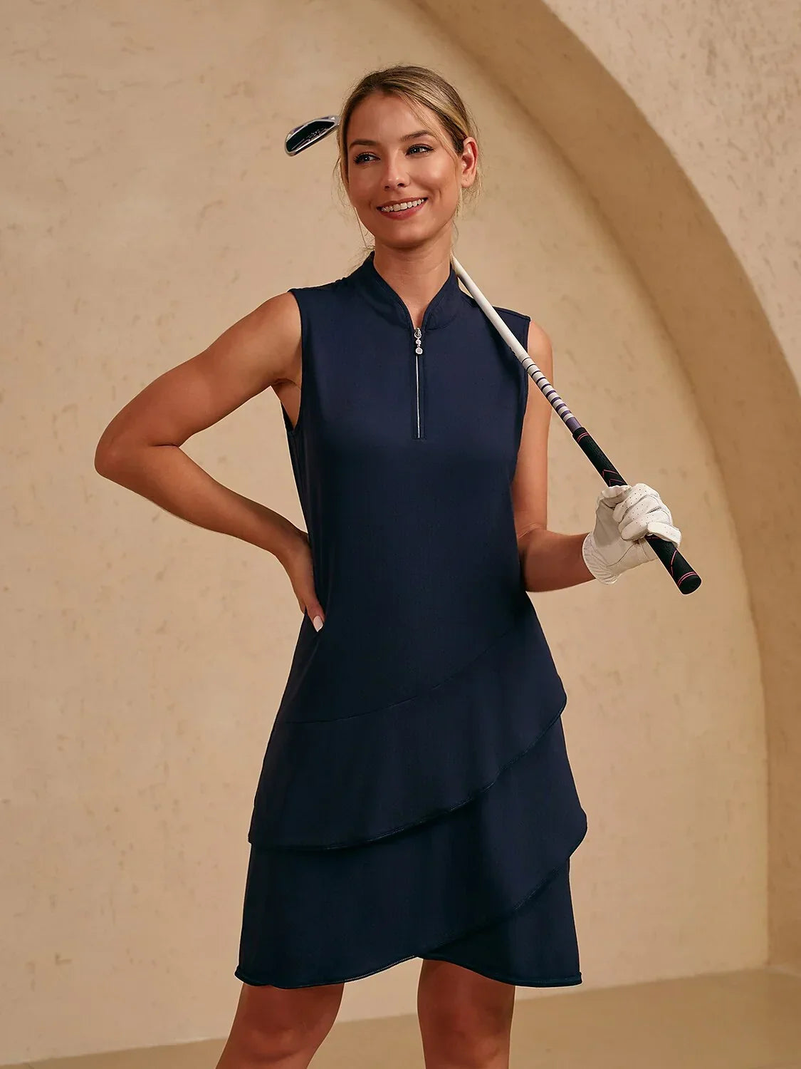 Ultrasoft Premium Sleeveless Asymmetrical Trimmed 36.5 Inch Dress UPF50+