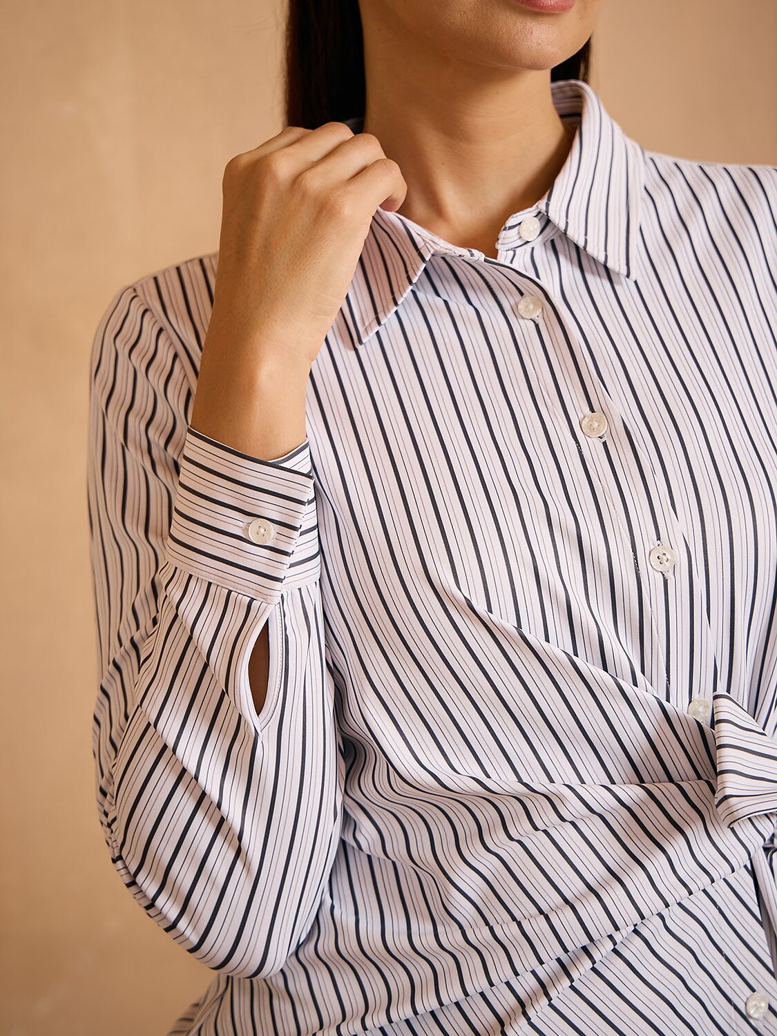 Crisp Couture Long Sleeve Side Tie Shirt Golf Shirt
