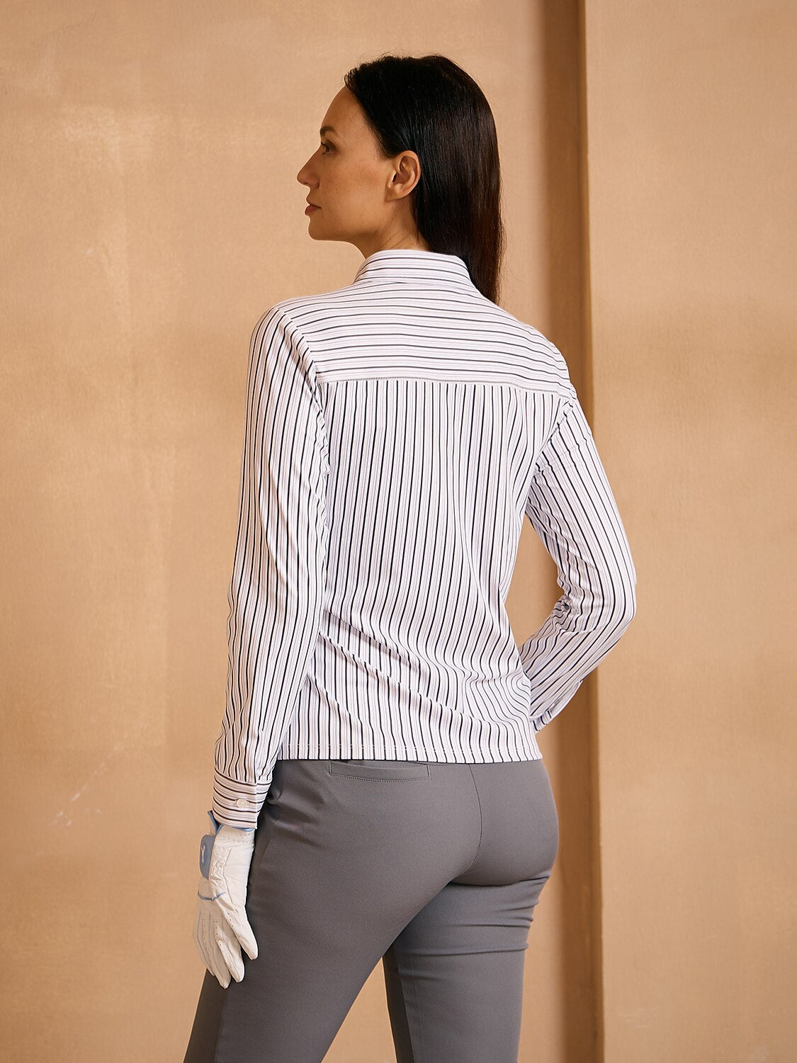Crisp Couture Long Sleeve Side Tie Shirt Golf Shirt