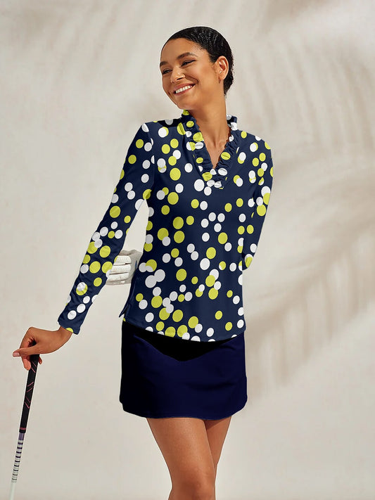Hyper-prep Ruffle V-Neck Polo Top UPF50+