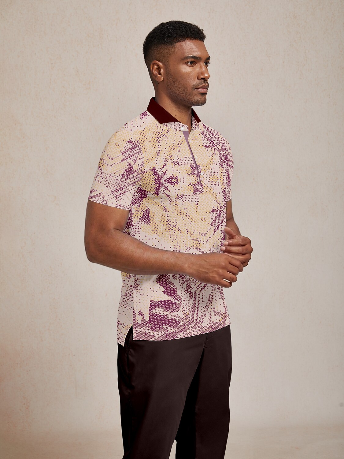 Inked Skins Men's Ribbed Collar Polo Top UPF50+